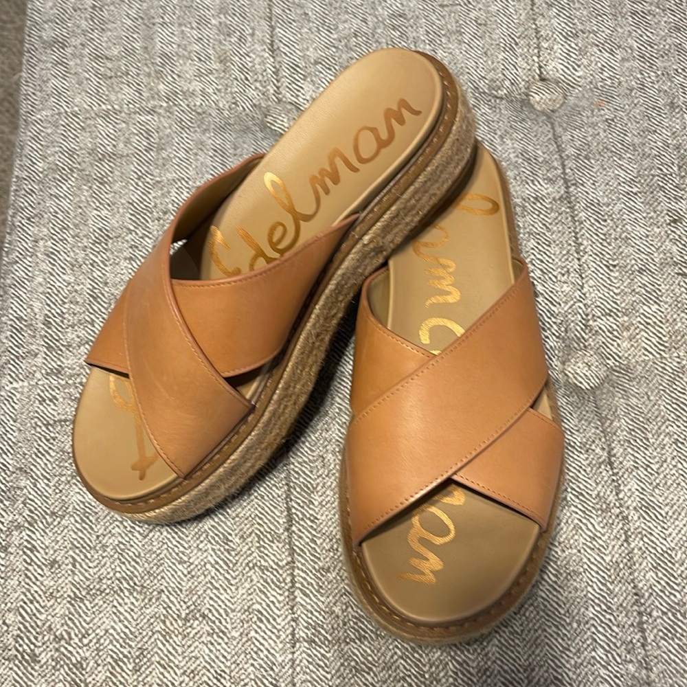 Sam Edelman Womens Size 8 Weslee Em Espadrilles Platform Sandals Cork Brown